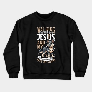 Jesus and dog - Czechoslovakian Wolfdog Crewneck Sweatshirt